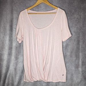 Lululemon Twist Tee Short Sleeve Shirt Women's Sz L* Heather Pink Open Front
